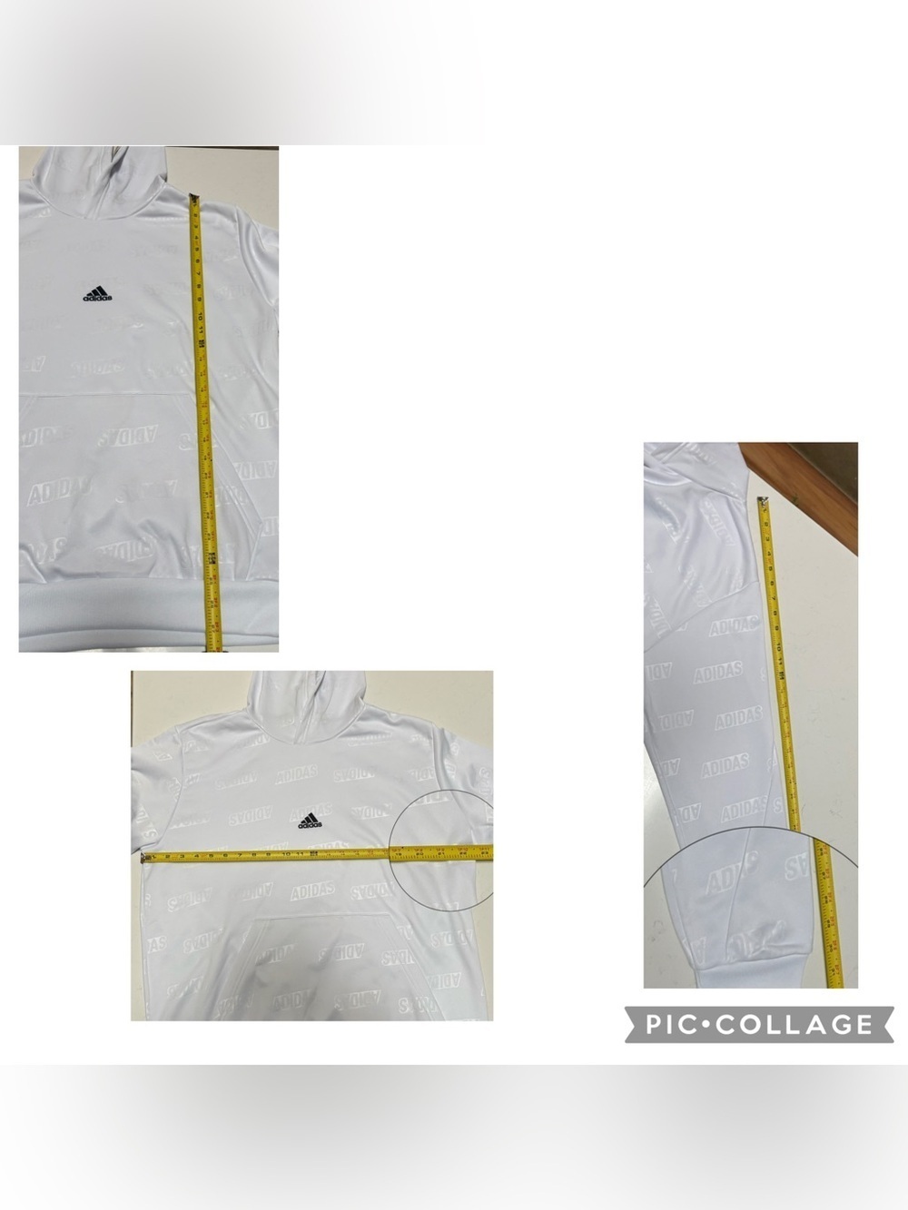 adidas Embossed All Over Graphic Love  Hoodie KANGAROO Pocket Sz L NWT FIRM - Picture 10 of 11